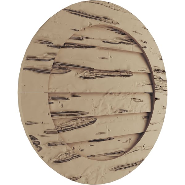 Timberthane Pecky Cypress Round Faux Wood Non-Functional Gable Vent, Primed Tan, 33W X 33H